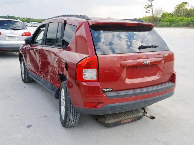 1C4NJCBA6CD692403 - 2012 JEEP COMPASS SP BURGUNDY photo 3