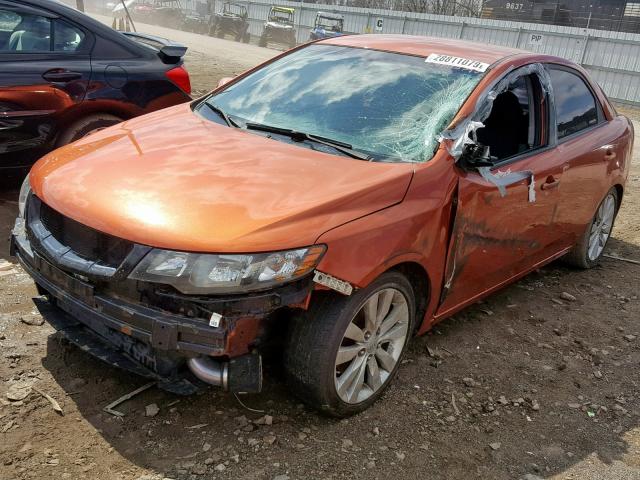 KNAFW4A31A5165890 - 2010 KIA FORTE SX ORANGE photo 2