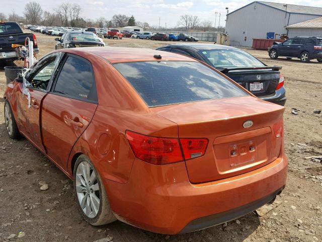 KNAFW4A31A5165890 - 2010 KIA FORTE SX ORANGE photo 3