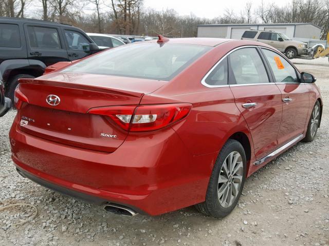 5NPE34AFXHH484782 - 2017 HYUNDAI SONATA SPO RED photo 4