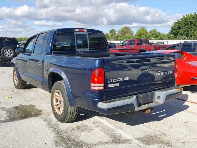 1D7HL38K74S686572 - 2004 DODGE DAKOTA QUA BLUE photo 3