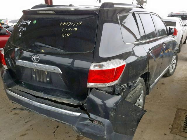 5TDZK3EH6BS039581 - 2011 TOYOTA HIGHLANDER BLACK photo 4