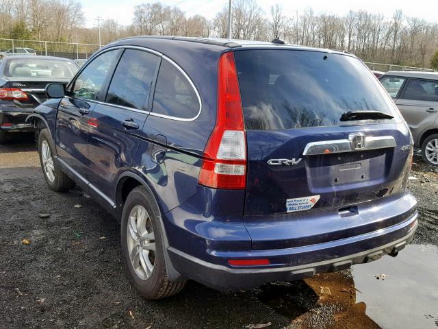 5J6RE4H74BL016280 - 2011 HONDA CR-V EXL BLUE photo 3