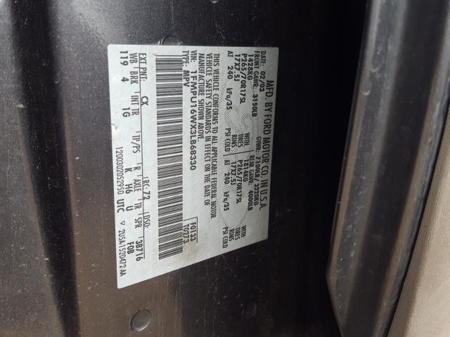 1FMPU16WX3LB68330 - 2003 FORD EXPEDITION XLT  photo 10