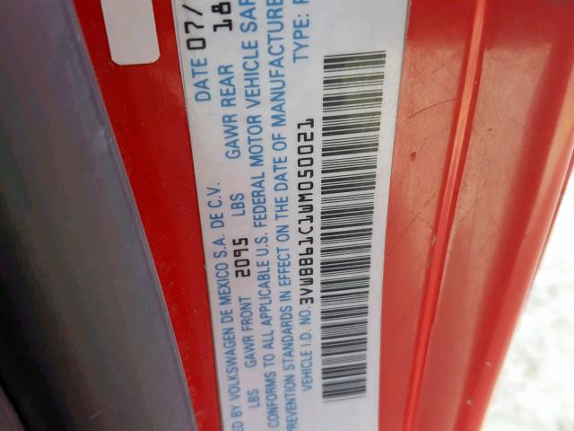 3VWBB61C1WM050021 - 1998 VOLKSWAGEN NEW BEETLE RED photo 10