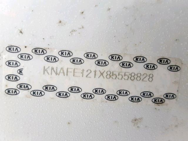 KNAFE121X85558828 - 2008 KIA SPECTRA EX WHITE photo 10