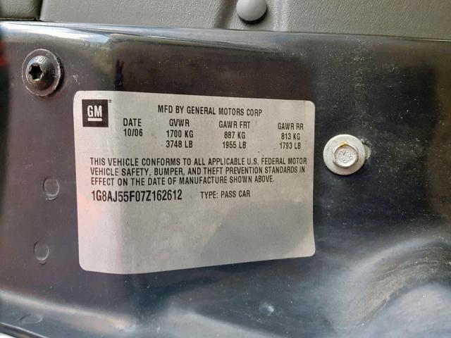 1G8AJ55F07Z162612 - 2007 SATURN ION LEVEL WHITE photo 10