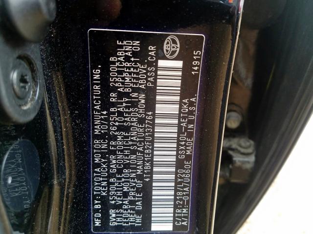 4T1BK1EB2FU137764 - 2015 TOYOTA AVALON XLE  photo 10