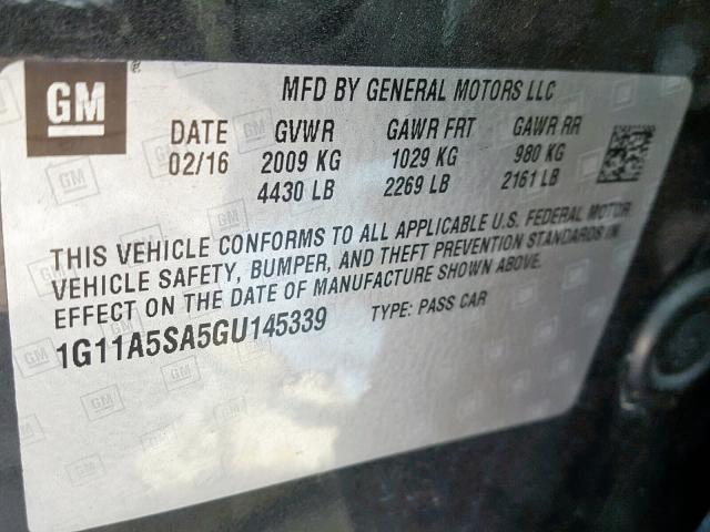 1G11A5SA5GU145339 - 2016 CHEVROLET MALIBU LIM Grau Foto 10