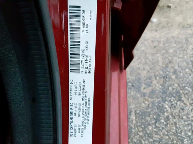 1C3CCBBB1CN211038 - 2012 CHRYSLER 200 TOURIN RED photo 10