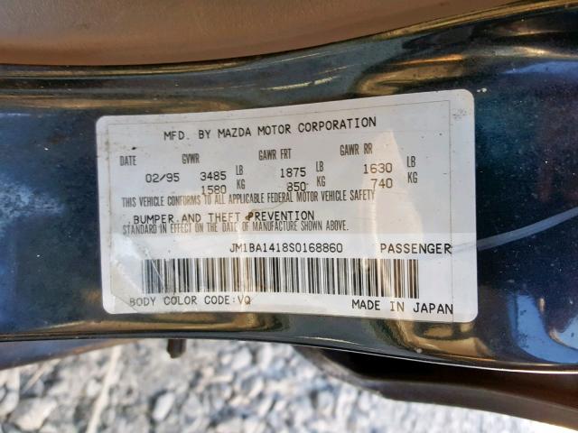 JM1BA1418S0168860 - 1995 MAZDA PROTEGE DX BLUE photo 10