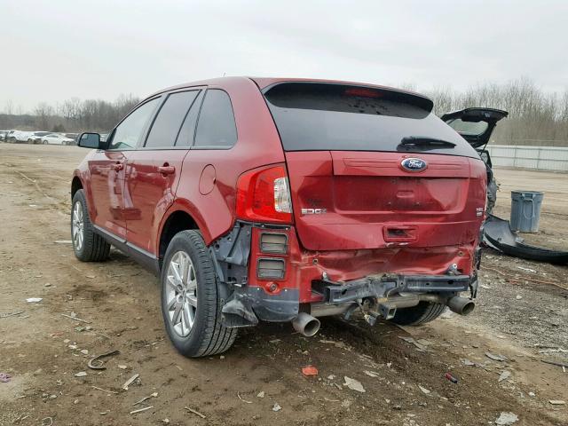 2FMDK4JC6DBE18588 - 2013 FORD EDGE SEL BURGUNDY photo 3