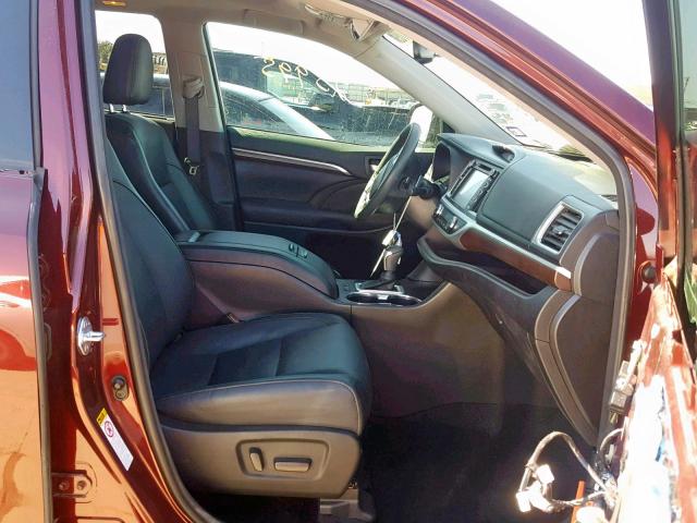 5TDYKRFH4GS163238 - 2016 TOYOTA HIGHLANDER BURGUNDY photo 5