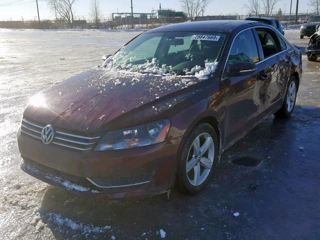 1VWBH7A38CC082482 - 2012 VOLKSWAGEN PASSAT SE BURGUNDY photo 2