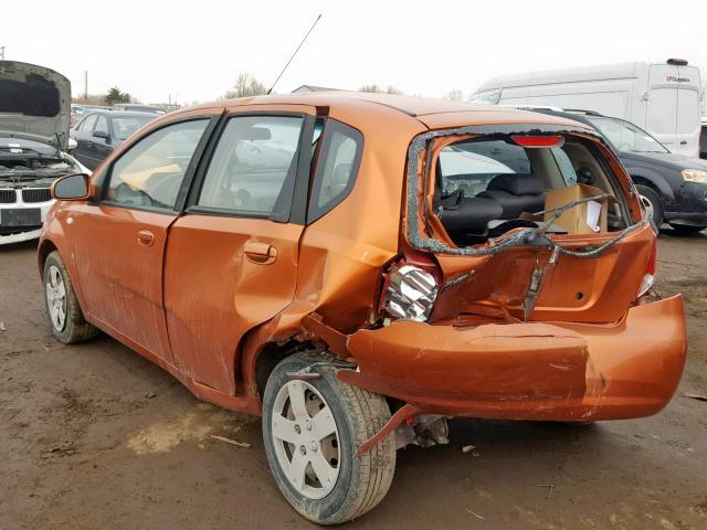 KL1TD66647B781854 - 2007 CHEVROLET AVEO BASE ნარინჯისფერი ფოტო 3