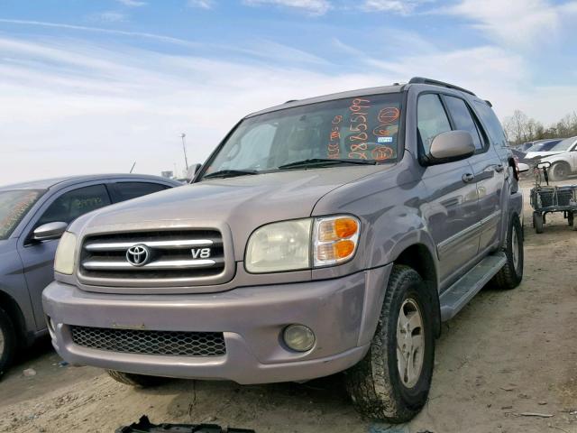 5TDZT38A12S103165 - 2002 TOYOTA SEQUOIA LI GRAY photo 2