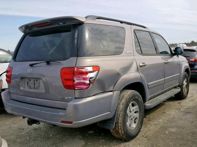 5TDZT38A12S103165 - 2002 TOYOTA SEQUOIA LI GRAY photo 4