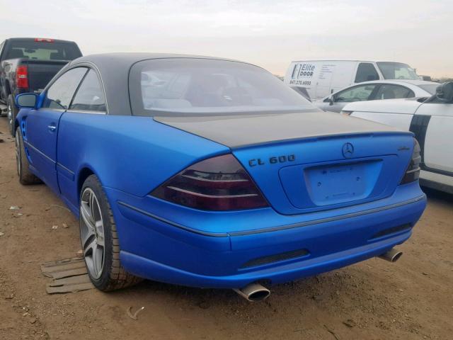 WDBPJ78J72A025474 - 2002 MERCEDES-BENZ CL 600 BLUE photo 3