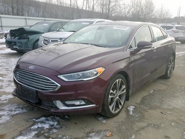 3FA6P0D97HR211129 - 2017 FORD FUSION TIT MAROON photo 2