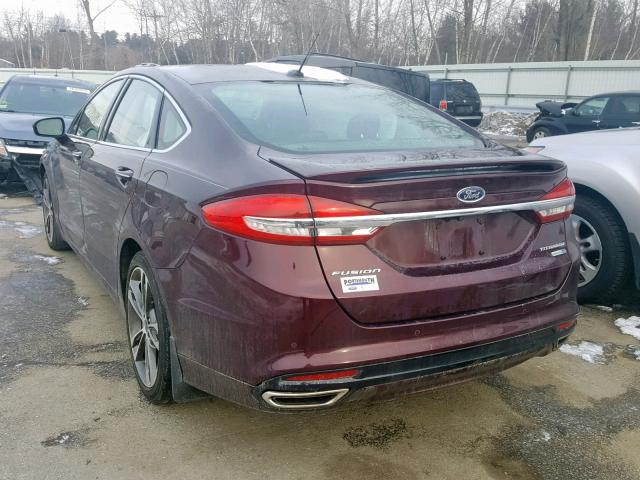 3FA6P0D97HR211129 - 2017 FORD FUSION TIT MAROON photo 3