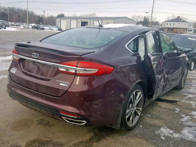 3FA6P0D97HR211129 - 2017 FORD FUSION TIT MAROON photo 4