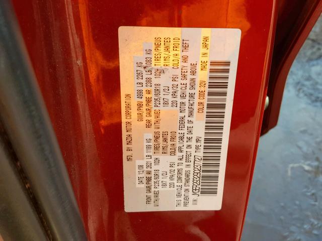 JM3ER293290237727 - 2009 MAZDA CX-7 RED photo 10