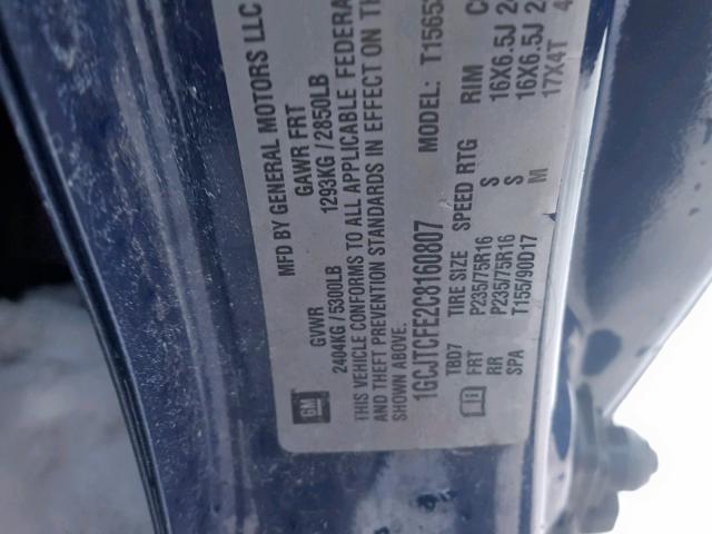 1GCJTCFE2C8160807 - 2012 CHEVROLET COLORADO L BLUE photo 10