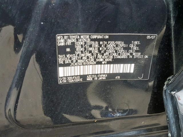 JTLKE50E181009609 - 2008 TOYOTA SCION XB 黑色 照片 10