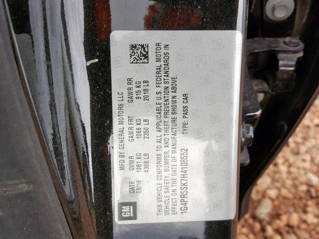 1G4PR5SK7H4108552 - 2017 BUICK VERANO SPO BLACK photo 10