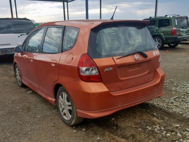 JHMGD38608S038744 - 2008 HONDA FIT ORANGE photo 3