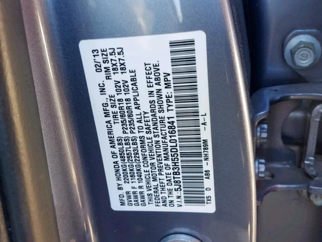 5J8TB3H55DL016841 - 2013 ACURA RDX TECHNO BLUE photo 10