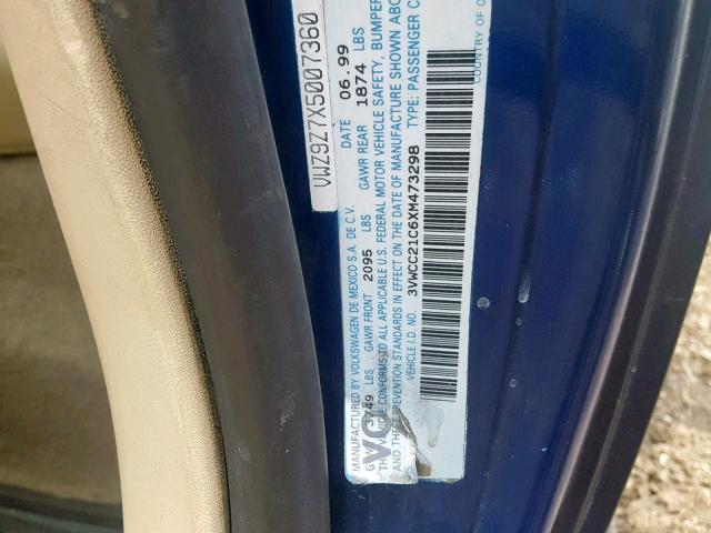 3VWCC21C6XM473298 - 1999 VOLKSWAGEN NEW BEETLE Blau Foto 10