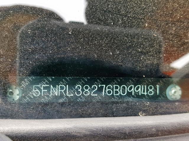 5FNRL38276B099481 - 2006 HONDA ODYSSEY LX SILVER photo 10