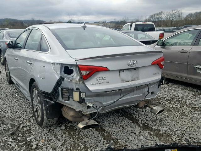 5NPE34AFXFH052433 - 2015 HYUNDAI SONATA SPO SILVER photo 3