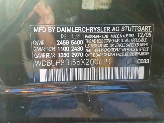 WDBUH83J56X200691 - 2006 MERCEDES-BENZ E 500 4MAT BLACK photo 10