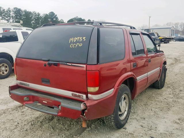 1GKDT13W6W2530067 - 1998 GMC ENVOY RED photo 4