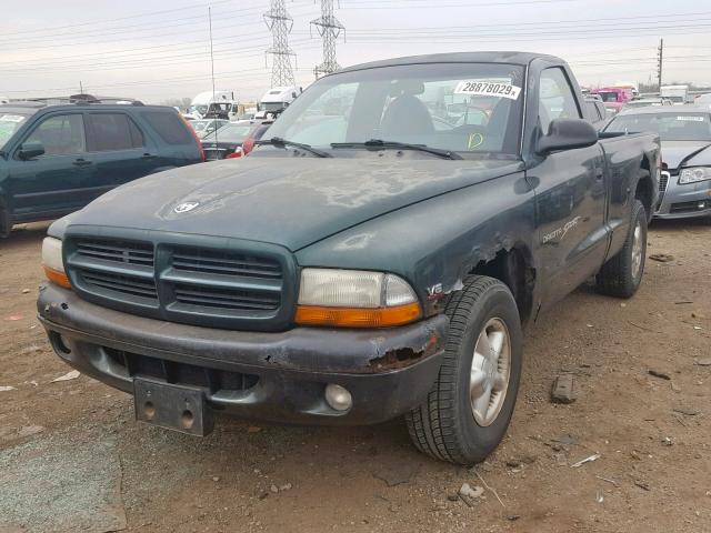 1B7FL26X3XS316105 - 1999 DODGE DAKOTA GREEN photo 2