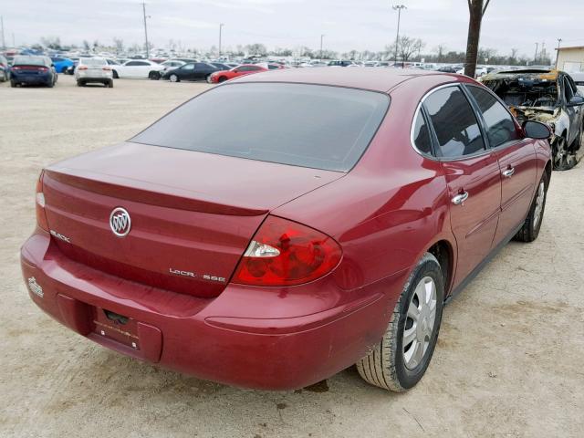 2G4WC532051193026 - 2005 BUICK LACROSSE C RED photo 4