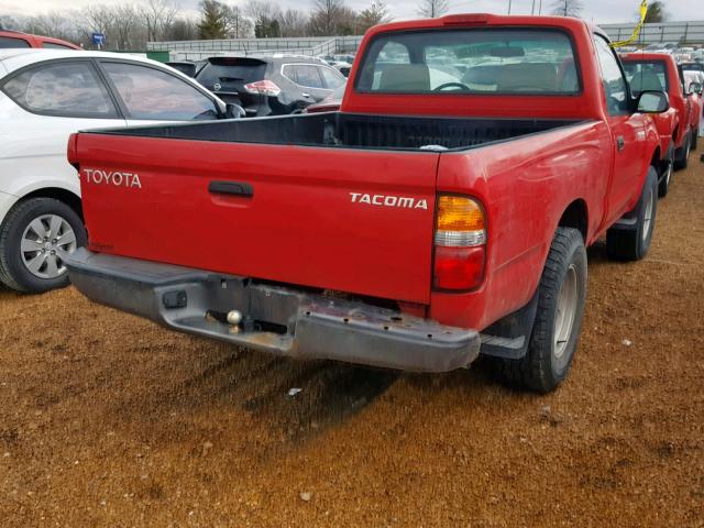 5TENL42N42Z012104 - 2002 TOYOTA TACOMA RED photo 4