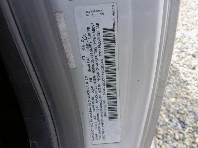 3VWCR31C55M418245 - 2005 VOLKSWAGEN NEW BEETLE ვერცხლისფერი ფოტო 10