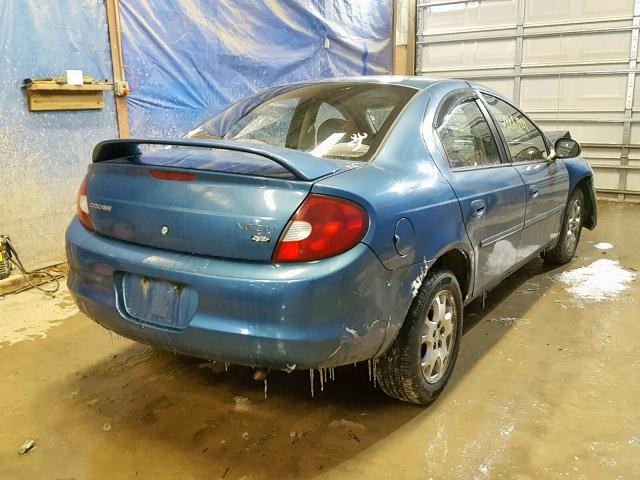 1B3ES56C02D642276 - 2002 DODGE NEON ES BLUE photo 4