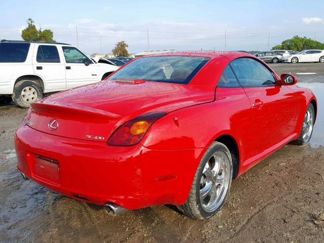 JTHFN48Y820023671 - 2002 LEXUS SC 430 RED photo 4