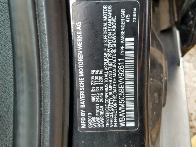 WBAVM5C58EVV92611 - 2014 BMW X1 XDRIVE3 BLACK photo 10