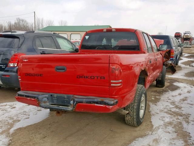 1B7HG2AZ3YS633938 - 2000 DODGE DAKOTA QUA RED photo 4