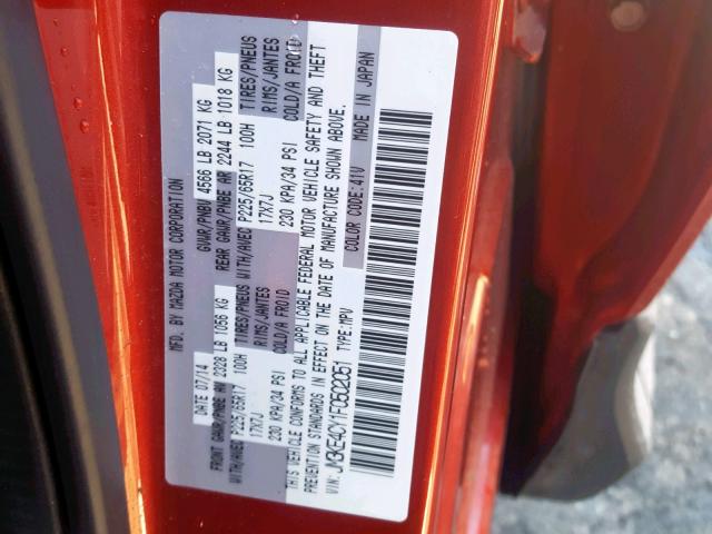 JM3KE4CY1F0502051 - 2015 MAZDA CX-5 TOURI RED photo 10