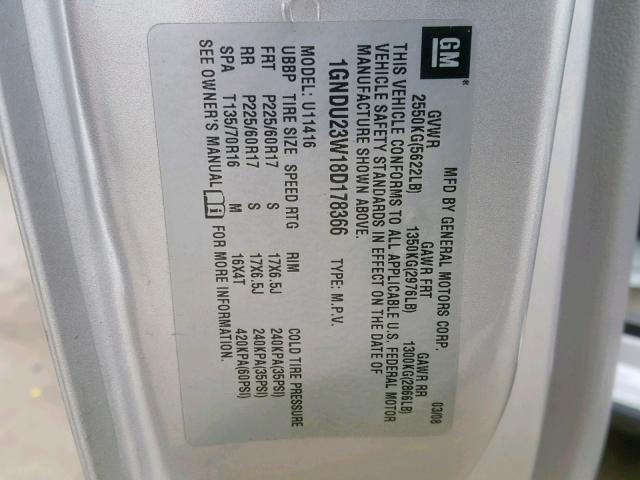 1GNDU23W18D178366 - 2008 CHEVROLET UPLANDER L Gümüş foto 10