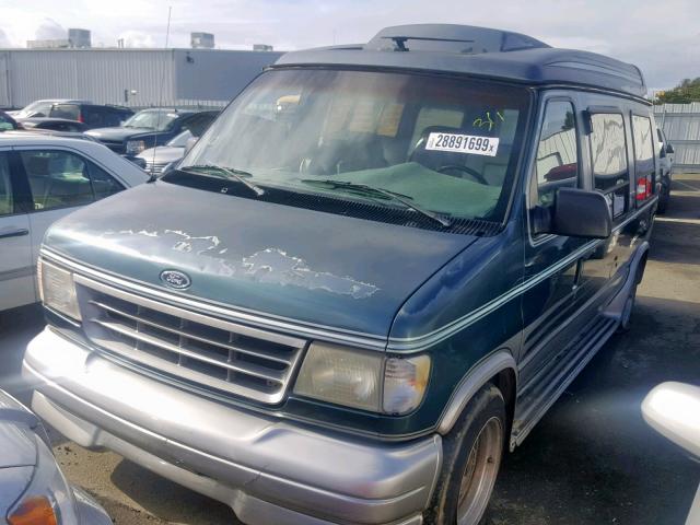 1FDEE14H4THA67683 - 1996 FORD ECONO E150 GREEN photo 2