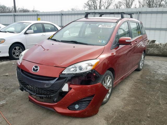 JM1CW2CL3D0149229 - 2013 MAZDA 5 RED photo 2