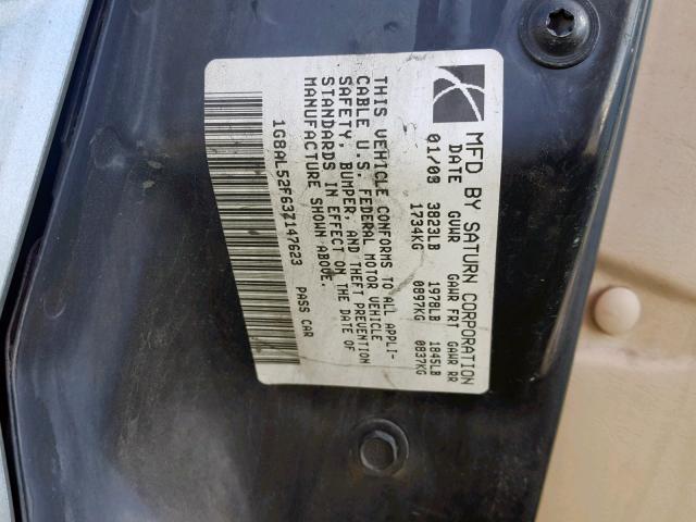 1G8AL52F63Z147623 - 2003 SATURN ION LEVEL WHITE photo 10