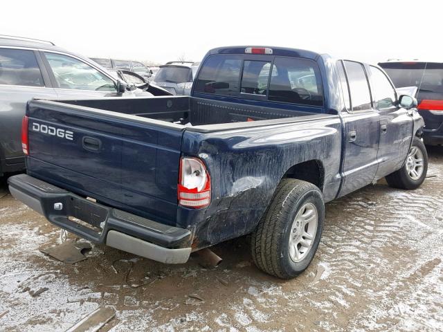 1B7HL2AX31S328763 - 2001 DODGE DAKOTA QUA BLUE photo 4